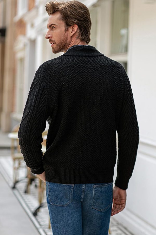JMIERR Men's Casual Long Sleeve Shawl Collar Buttons Down Cable Knit Cardigan Sweater with Pockets - Image 98