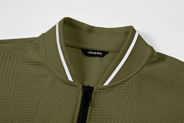 JMIERR Mens Casual Jacquard Bomber Jackets Color-Block Lightweight Varsity Jacket Fashion Zipper Coat with Pockets - Image 7
