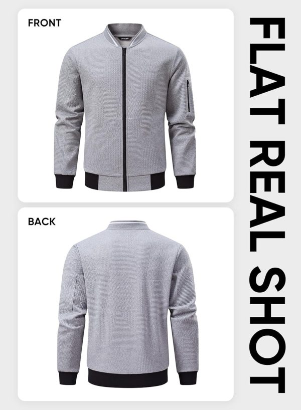 JMIERR Mens Casual Jacquard Bomber Jackets Color-Block Lightweight Varsity Jacket Fashion Zipper Coat with Pockets - Image 15