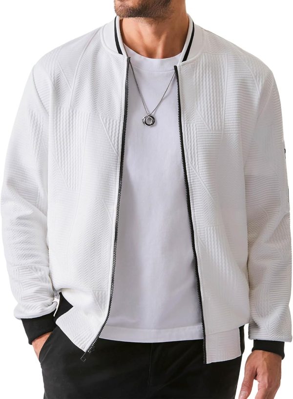 JMIERR Mens Casual Jacquard Bomber Jackets Color-Block Lightweight Varsity Jacket Fashion Zipper Coat with Pockets - Image 17