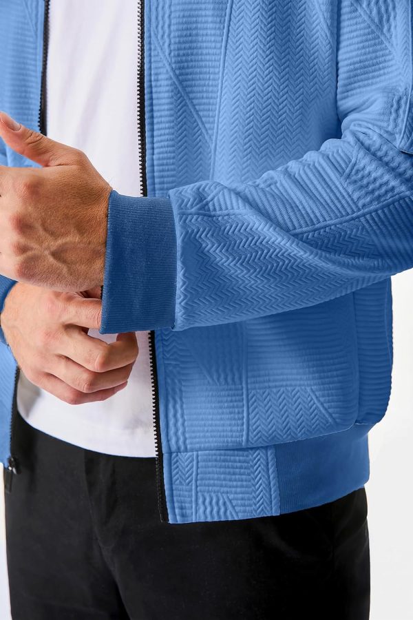 JMIERR Mens Casual Jacquard Bomber Jackets Color-Block Lightweight Varsity Jacket Fashion Zipper Coat with Pockets - Image 27