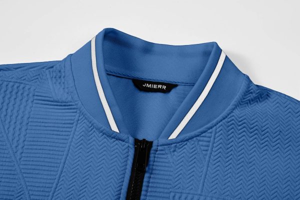 JMIERR Mens Casual Jacquard Bomber Jackets Color-Block Lightweight Varsity Jacket Fashion Zipper Coat with Pockets - Image 31