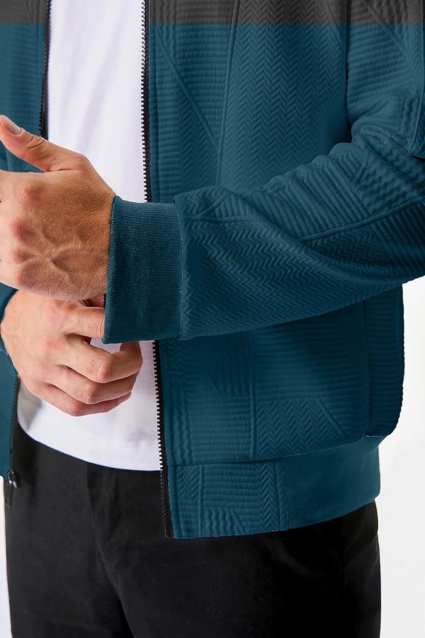 JMIERR Mens Casual Jacquard Bomber Jackets Color-Block Lightweight Varsity Jacket Fashion Zipper Coat with Pockets - Image 35