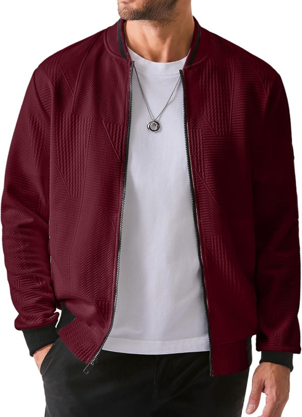 JMIERR Mens Casual Jacquard Bomber Jackets Color-Block Lightweight Varsity Jacket Fashion Zipper Coat with Pockets - Image 41