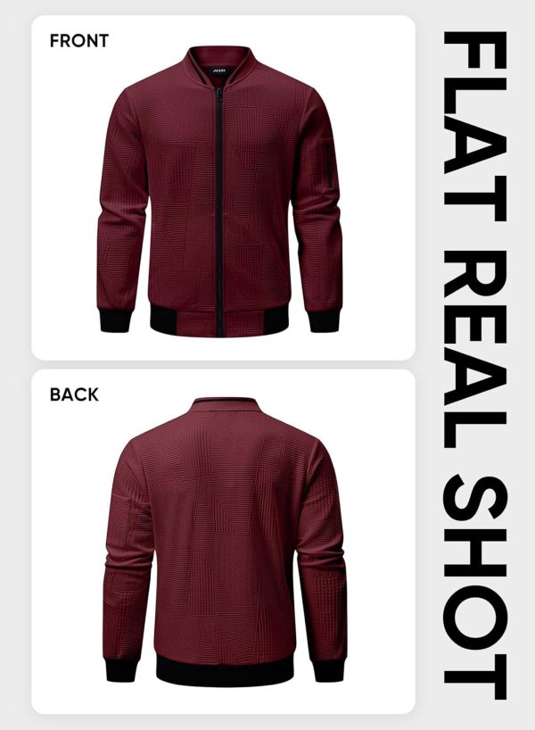 JMIERR Mens Casual Jacquard Bomber Jackets Color-Block Lightweight Varsity Jacket Fashion Zipper Coat with Pockets - Image 47