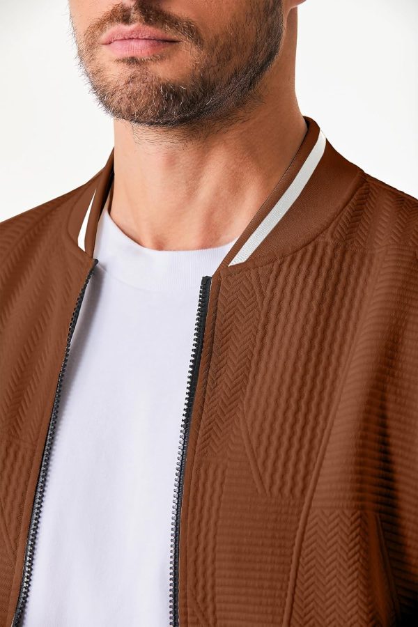JMIERR Mens Casual Jacquard Bomber Jackets Color-Block Lightweight Varsity Jacket Fashion Zipper Coat with Pockets - Image 52