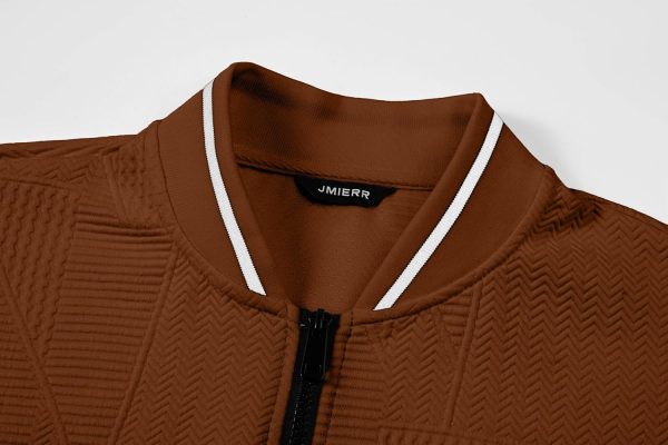 JMIERR Mens Casual Jacquard Bomber Jackets Color-Block Lightweight Varsity Jacket Fashion Zipper Coat with Pockets - Image 55
