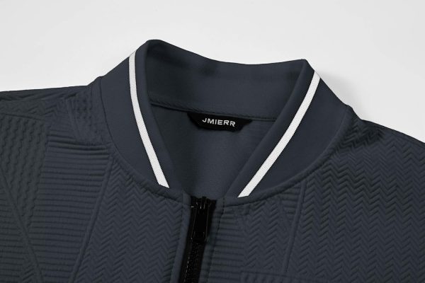 JMIERR Mens Casual Jacquard Bomber Jackets Color-Block Lightweight Varsity Jacket Fashion Zipper Coat with Pockets - Image 64