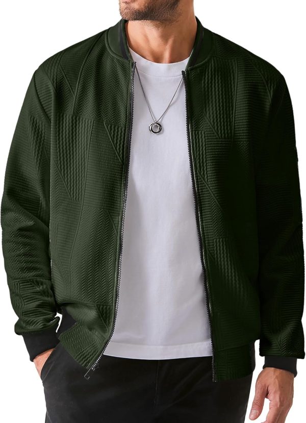 JMIERR Mens Casual Jacquard Bomber Jackets Color-Block Lightweight Varsity Jacket Fashion Zipper Coat with Pockets - Image 65