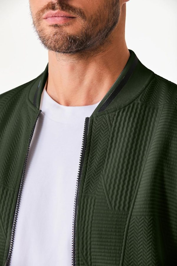 JMIERR Mens Casual Jacquard Bomber Jackets Color-Block Lightweight Varsity Jacket Fashion Zipper Coat with Pockets - Image 69