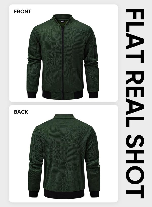 JMIERR Mens Casual Jacquard Bomber Jackets Color-Block Lightweight Varsity Jacket Fashion Zipper Coat with Pockets - Image 71