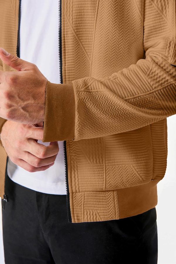 JMIERR Mens Casual Jacquard Bomber Jackets Color-Block Lightweight Varsity Jacket Fashion Zipper Coat with Pockets - Image 75