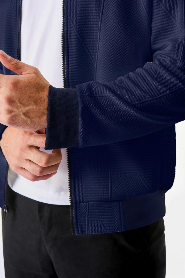 JMIERR Mens Casual Jacquard Bomber Jackets Color-Block Lightweight Varsity Jacket Fashion Zipper Coat with Pockets - Image 83