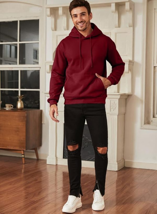 JMIERR Mens Casual Cotton Hooded Collar Drawstring Hoodies Pullover Sweatshirts Casual Long Sleeve Shirts - Image 72