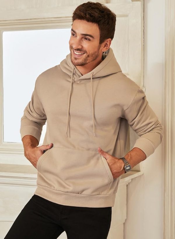 JMIERR Mens Casual Cotton Hooded Collar Drawstring Hoodies Pullover Sweatshirts Casual Long Sleeve Shirts - Image 79
