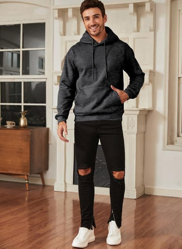 JMIERR Mens Casual Cotton Hooded Collar Drawstring Hoodies Pullover Sweatshirts Casual Long Sleeve Shirts - Image 118